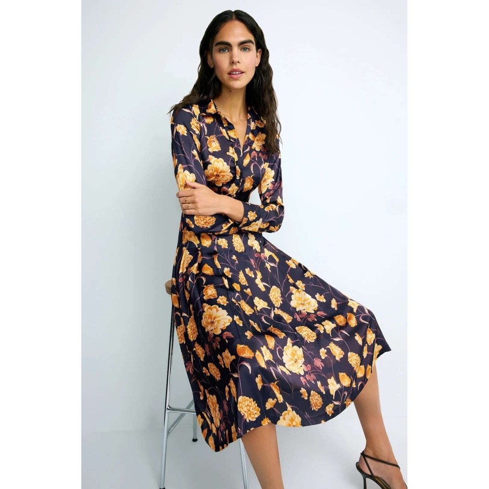 Ted Baker London Women's Floral Print Long Sleeve Midi Shirtdress Size 0 - Picture 1 of 11